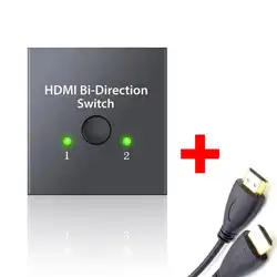 4 K 2 Порты и разъёмы двунаправленный HDMI кабель переключатель + кабель Splitter концентратор 3D 1080 P ТВ мультимедиа Интерфейс