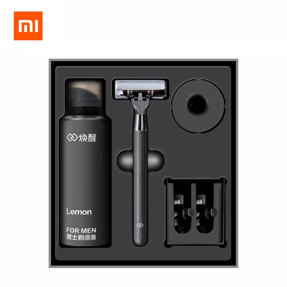 Online Xiaomi Huanxing HOJA DE 5 capas juego de maquinilla de afeitar Manual para hombres Kit de cabeza de afeitar de importación alemana burbujas de afeitar de limón