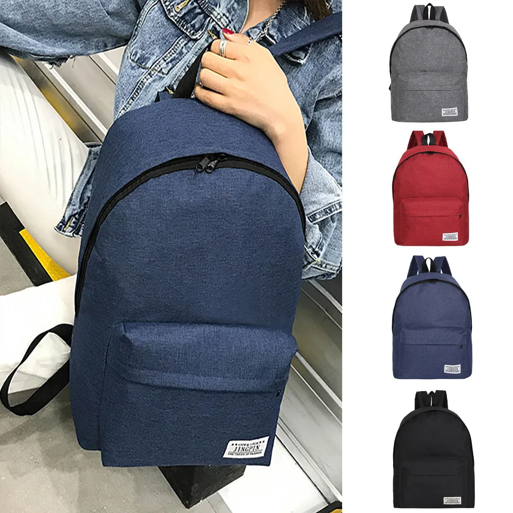 

Student Solid Color Canvas Backpack Bag Fashion Travel College Style Backpack Support Wholesale And Dropship