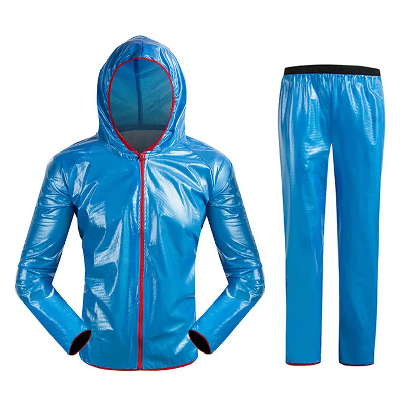 LOCLE Водонепроницаемая дышащая велосипедная куртка, велосипедный плащ, дождевик, куртка, пончо для велоспорта, Ciclismo Jaqueta Masculina - Цвет: Blue Set