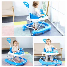 Детские ходунки, Обучающие ходунки, коляска, детские ходунки с 8 колесами, музыка, регулируемая высота, складной тормозной автомобиль-ходунки