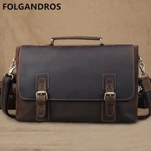 Ретро стиль, Crazy Horse, кожаный портфель, s, для мужчин, высокое качество, натуральная кожа, для ноутбука, портфель, сумки, бизнес, на молнии, из воловьей кожи, сумки