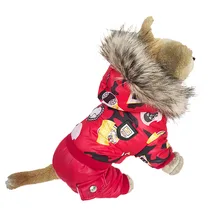 Новая популярная теплая зимняя плотная одежда для собак с капюшоном, с рисунком кота, щенка, куртки для собак от S-XL