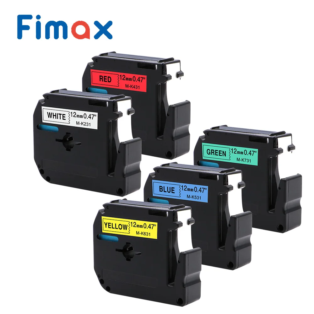 

Fimax 5 pcs Compatible for Brother P-touch M Type Label Tape M-K231 MK231 MK131 MK631 12mm Brother Label Printer P touch Maker
