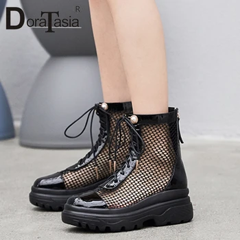 

DoraTasia Luxury Women Summer Mesh Boot Sandals 2019 New Genuine Leather Summer Wedges Dad Platform Shoes Woman Large Size 33-42