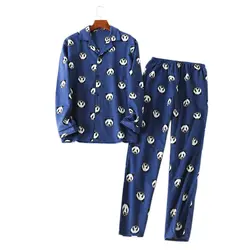 Супер Популярные панда мужские пижамы наборы 100% хлопок с длинными рукавами Повседневная Пижама homme зимняя Домашняя одежда ночная одежда 2019