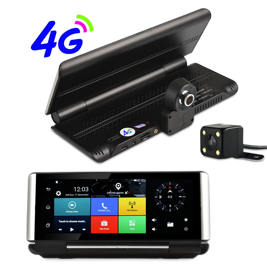 

Otstrive 7 inch 4G SIM Card Android GPS WiFi Bluetooth Phone Call FHD 1080P DVR 1GB RAM Rear View Dual Lens Camera GPS DVR