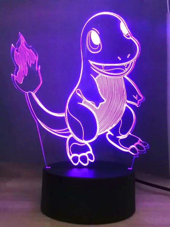 3D светодиодный ночник с покемоном, Милый Пикачу, сказочные эльфы, USB переключатель, разноцветный прикроватный светильник, декоративный детский праздничный подарок, Прямая поставка - Испускаемый цвет: Small dragon