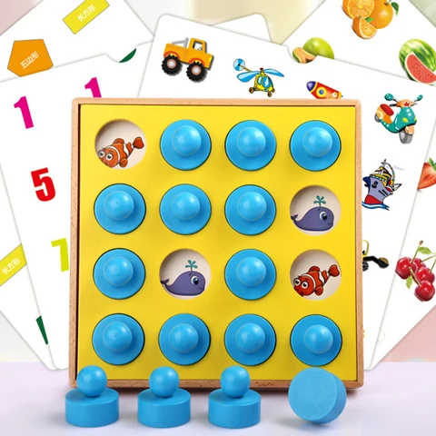 Деревянные игрушки матч памяти шахматная игра 3D Обучающие игрушки-пазлы для детей семейные вечерние повседневные игры Детские игрушки-пазлы - Цвет: WJ3599C