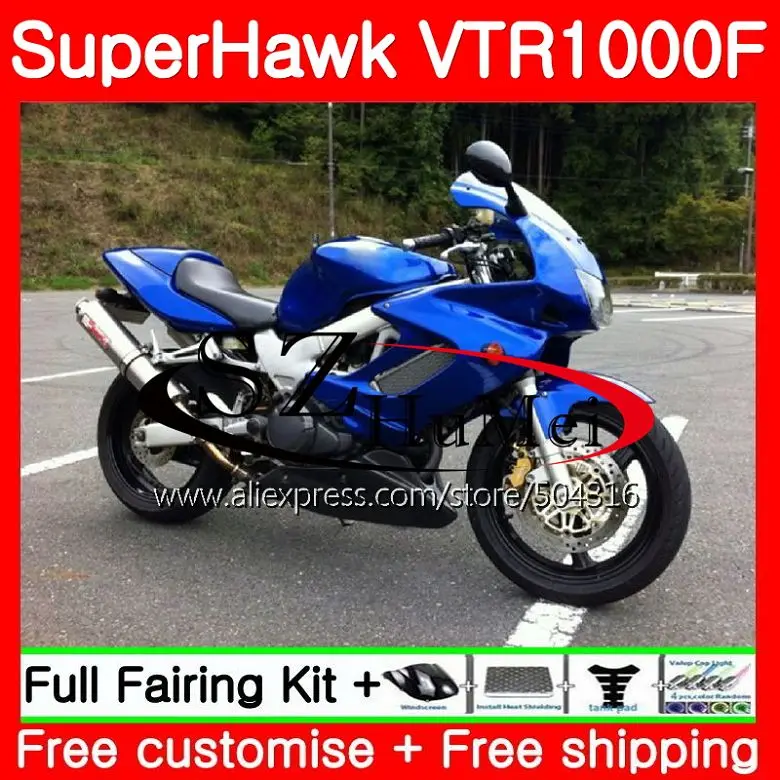 

Kit For HONDA SuperHawk VTR1000F 97 98 99 00 01 108SH.8 VTR1000 F VTR 1000F 1000 F Glossy blue 1997 1998 1999 2000 2001 Fairing