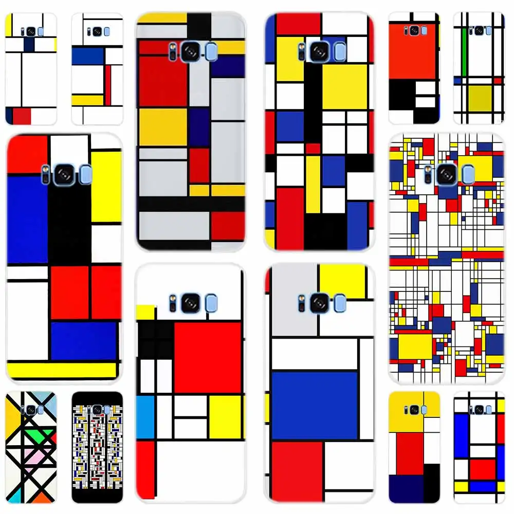 

mondrian art Soft Cover For Samsung Galaxy S6 S7 Edge S8 S9 Plus S10 Plus E Note 8 9 10 Phone Case 5G