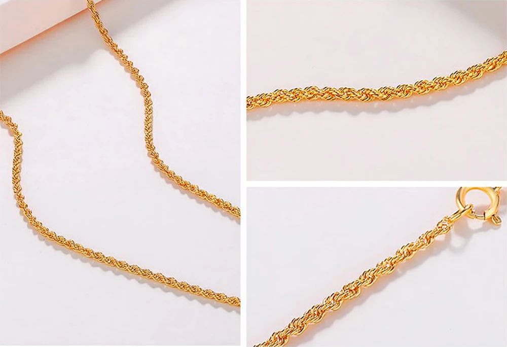 RINYIN ювелирные изделия подлинное 18 К желтое золото ожерелье витая Сингапур цепь штампованная Au750 1" 18" дюймов