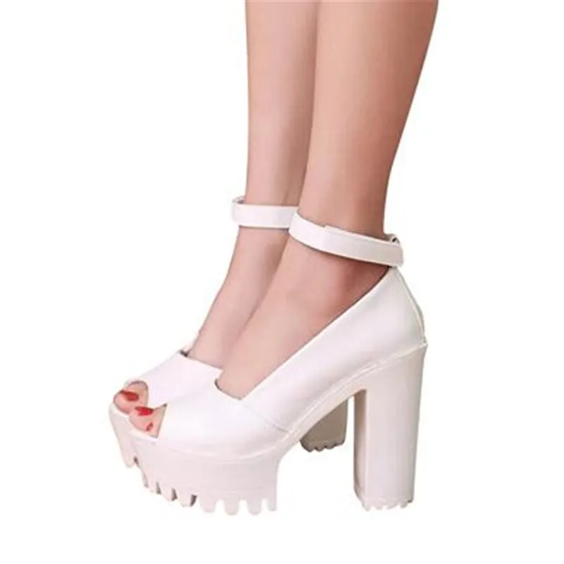 

Free shipping 12CM  2016 summer style Sexy Open Toe High Heel Sandals Thick Heel Sandals Hasp Fashion Platform Women Shoes High