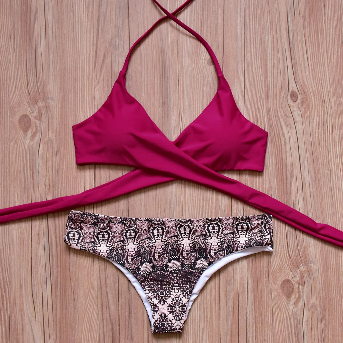 Hot Sale Push Up Bikini Halter Swimwear Women Sexy Cross Bandage Bikini Set Swimsuit Bathing Suit Swim Wear Brazilian Bikinis