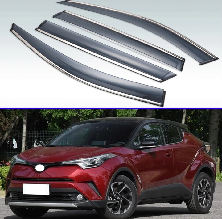 

For Toyota C-HR CHR 2016 2017 2018 2019 Plastic Exterior Visor Vent Shades Window Sun Rain Guard Deflector 4pcs