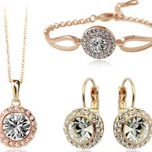 Hesiod, высокое качество, золотой, серебряный цвет, наборы ювелирных изделий с кристаллами для женщин, Роскошные, элегантные, 4 шт., круглые подвесные украшения, подарок