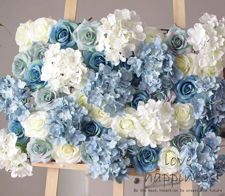 10 pcs/lote artificielle soie Rose avec Hydrangea fleurs mur blanc et