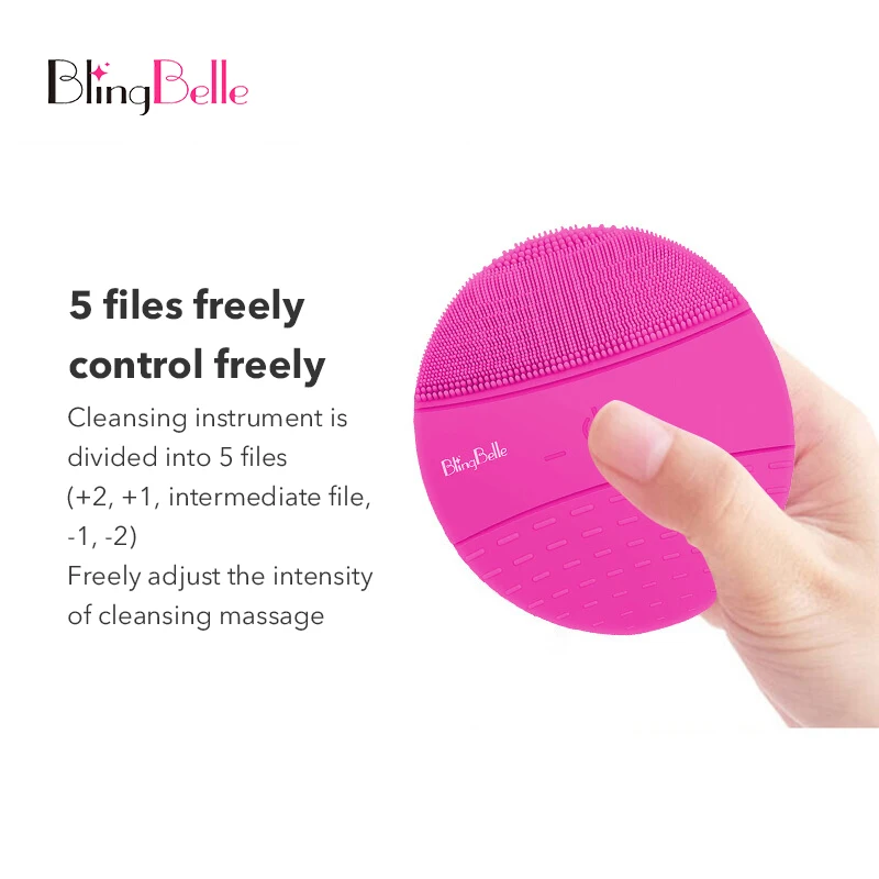 BlingBelle Мягкая силиконовая Очищающая щетка для лица Scrubber 5 зубчатая Беспроводная