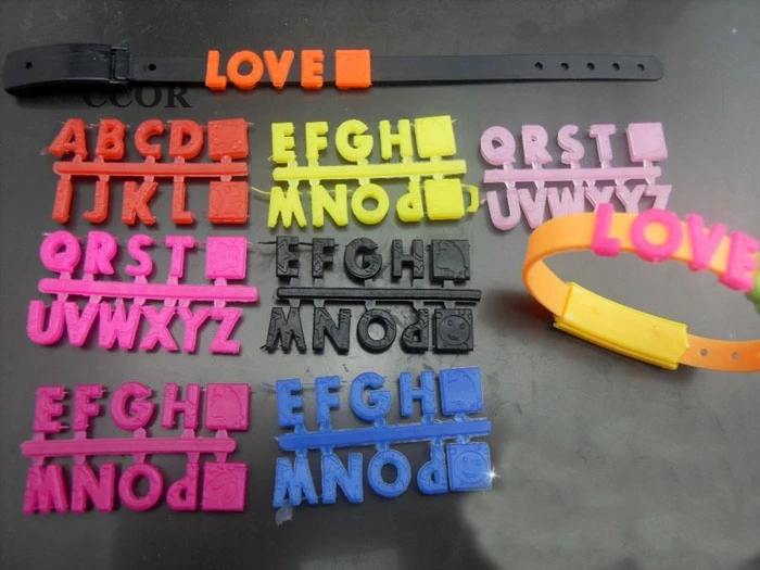 CCOR 8MM 26PCS PVC, Silicone Slide Letters Charm DIY Accessory Fit 8mm