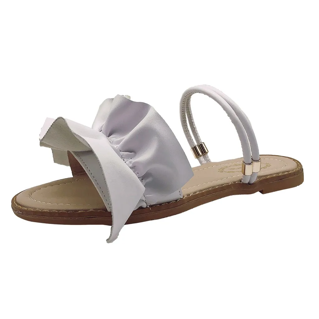 

SAGACE Women shoes Slip On Solid Sandals Girl Open Toe Sweet Flat Beach Summer Shoe Gladiator Roman Elastic band Shoe hot May 25