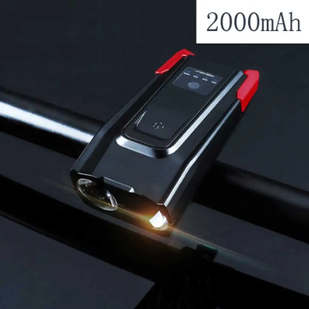 4000 мАч Смарт индукция велосипедный передний свет водонепроницаемый 2T6 светодиодный USB заряжаемый прожектор с роговым велосипедным фонариком - Цвет: 2000mAh red