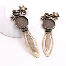 Nueva moda 2 uds 20mm tamaño Interior antiguo bronce redondo flor Vintage estilo hecho a mano marcapáginas cabujón Base Cameo ajuste