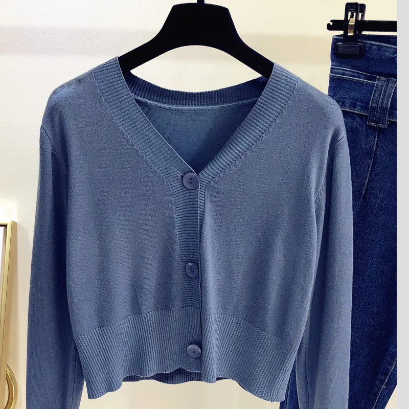 Fashion Cardigan Sweater Women Casual Button Ribbed Edge Short Long Sleeve Top 2018 Autumn Style Solid Color Female Knittear Fashion Cardigan Sweater Women Casual Button Ribbed Edge Short Long Sleeve Top 2018 Autumn Style Solid Color Female Knittear