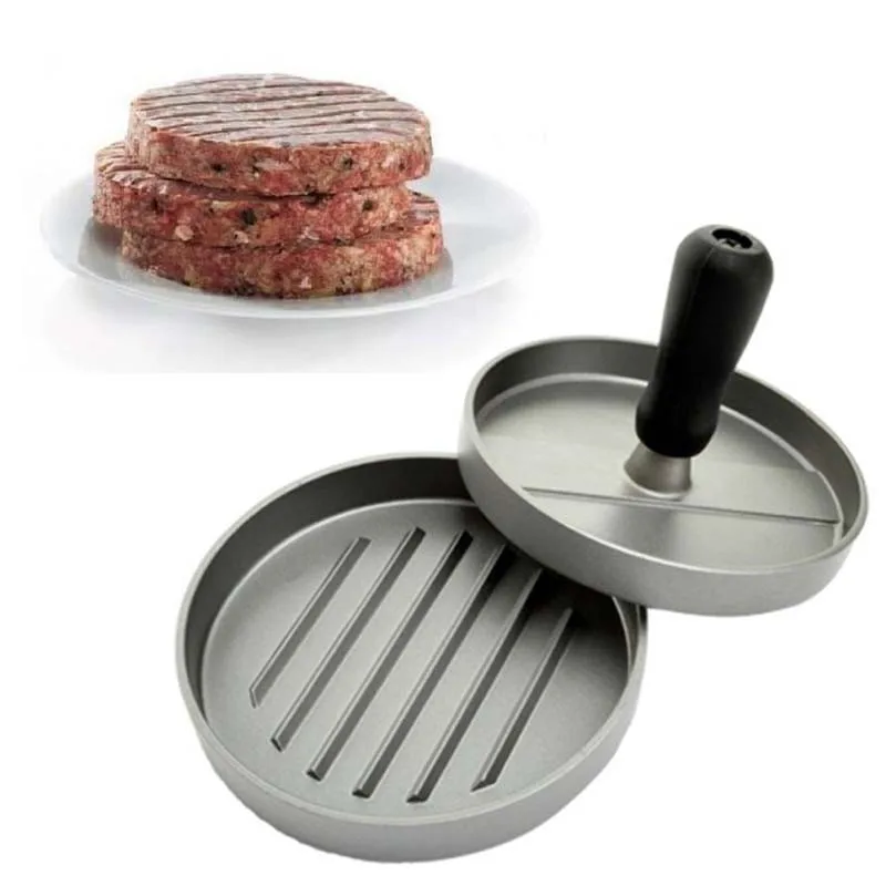 1 Set Round Shape Hamburger Press Aluminum Alloy 12 cm Hamburger Meat