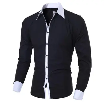 

2018 Personality Fashion Brand Men Clothes Slim Fit Men Long Sleeve Shirt Men Casual Men Dress Shirt Plus Size #D
