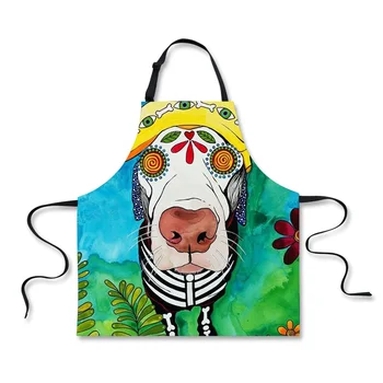 

FORUDESIGNS Lovely Dog Aprons Cute Dog Lady's Kitchen Cooking BBQ Bib Apron Dress Custom Home Cleaning Aprons For Man Woman