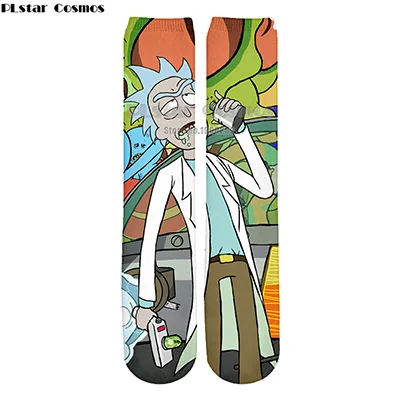 Носки Plstar Cosmos Rick and Morty, носки с 3d рисунком, мужские и женские забавные носки с 3D принтом, высококачественные носки с рисунками, dropshopping-2