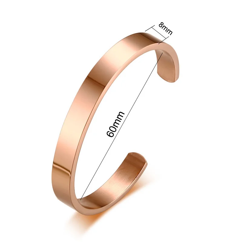 Rose Gold 8mm 60mm Vnox гравировкой "моя история еще не закончена" браслеты для женщин и мужчин нержавеющая сталь 6 мм 8 мм открытый жесткий браслет Прямая поставка - Окраска металла: Rose Gold 8mm 60mm