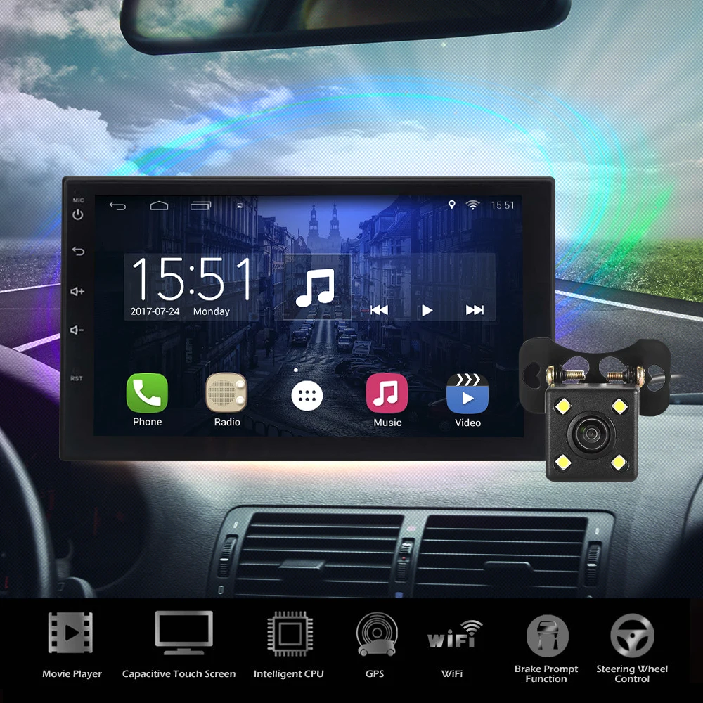 

Multifunctional Universal 7002 Android 6.0 Bluetooth FM Radio RDS GPS Car Multimedia Player 7 inch TFT Capacitive Touch Screen