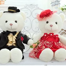 Черные костюмы и красное платье игрушки медведи свадебные куклы, 60 см, свадебный подарок t6817