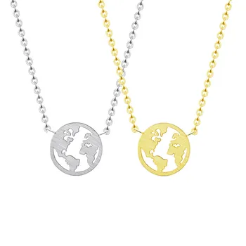 

10 pcs Trendy World Map Necklace Women Fashion Jewerly My World Statement Pendant Lover Couple Collares Necklace Free Shipping