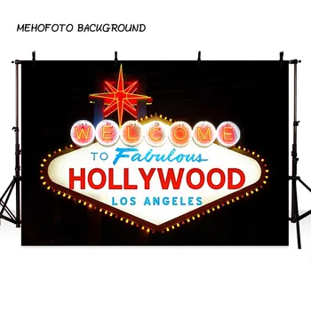 

MEHOFOTO Welcome To Hollywood Backdrop Party Black Decoration Photography Background for Photo Booth Printing Backdrop