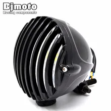 BJMOTO черный 4-7/8 ''светодиодный мотоциклетный головной светильник противотуманный светильник налобный фонарь Farol для Harley Кафе Racer Chopper Bobber Touring на заказ