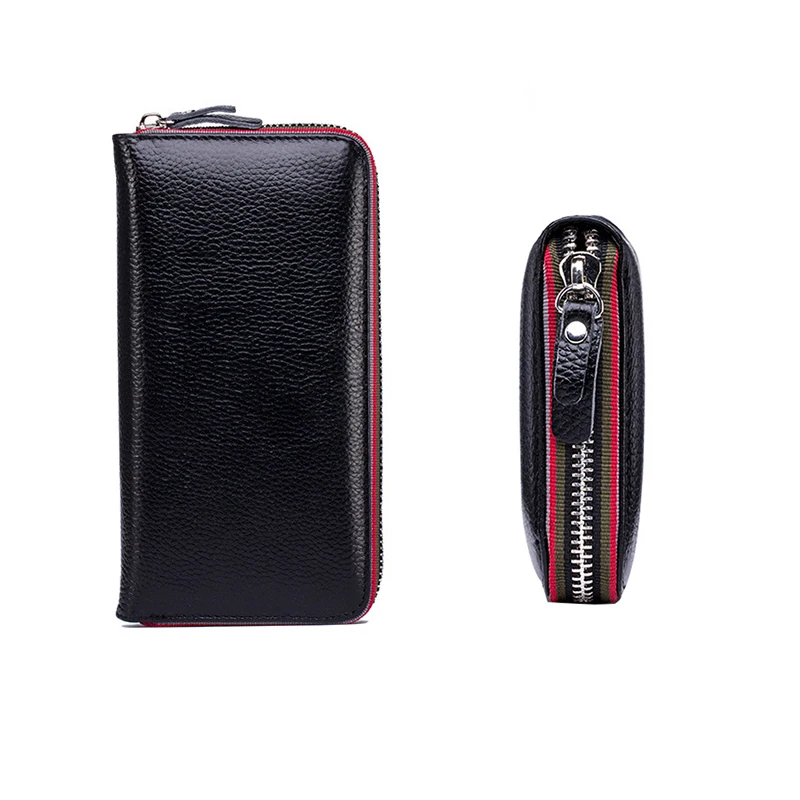 Женский Длинный кошелек, популярная сумка для телефона из натуральной кожи, одноцветные держатели для карт, мягкая текстура, кошелек для монет, женский клатч