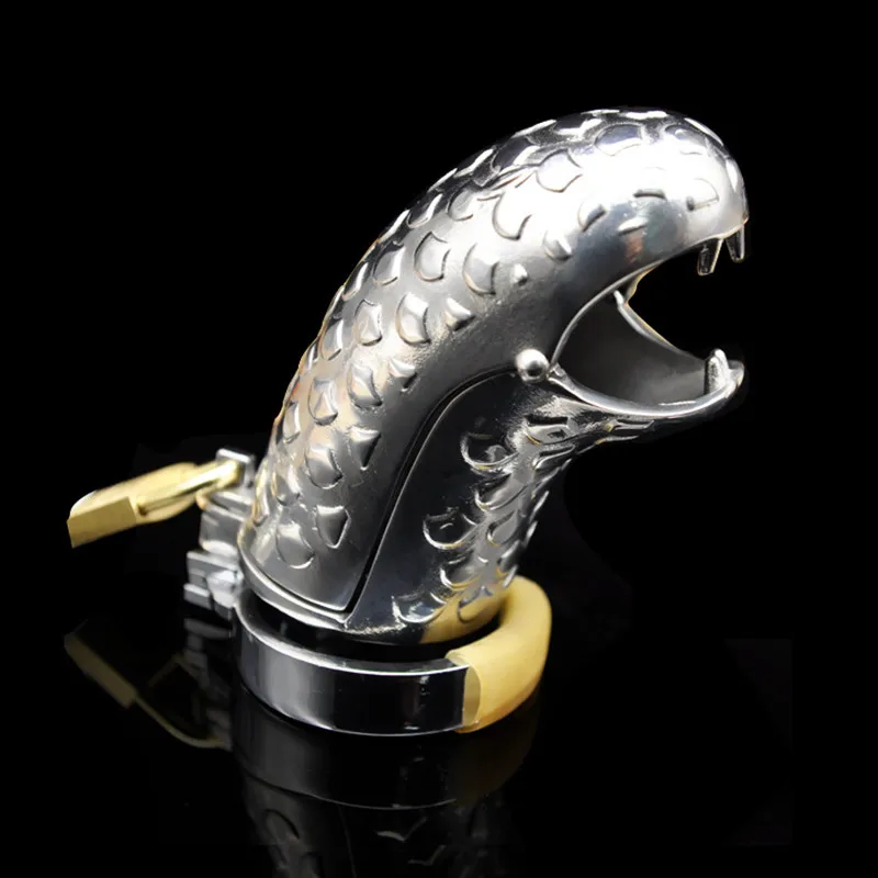 Snake Shape Stainless Steel Male Chastity Device with Anti-Shedding Ring,Cock Cage,Penis Ring,Chastity Belt,Sex Toys For Men
