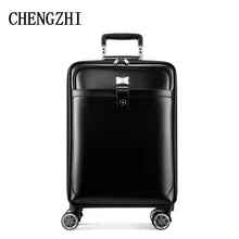 CHENGZHI 1" 20" дюймов из натуральной кожи на колёсиках Спиннер для мужчин чемодан в деловом стиле колеса переносить пароль дорожные сумки
