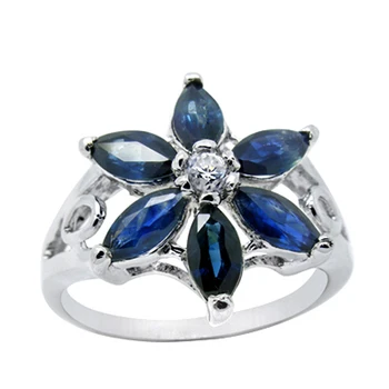 

Rings Qi Xuan_Dark Blue Stone Flower Ring_Fashion Ring_S925 Solid Silver Fashion Dark Blue Rings_Manufacturer Directly Sales