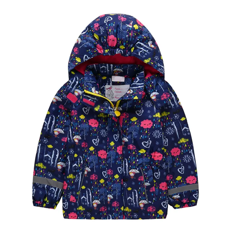 Kids Girl Rain Drops Cartoon Windproof Jacket 4