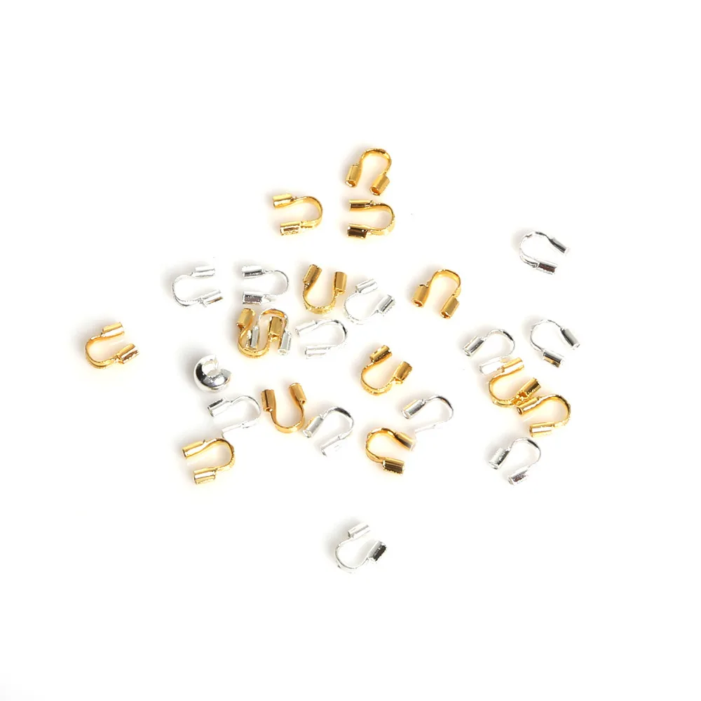 

100pcs 4*4mm Wire Guard Guardian Protectors loops U shape jewelry findings accessories for DIY fashion necklace free shipping