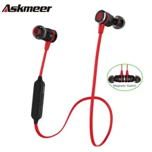Askmeer Wirless Bluetooth Earphone font b Metal b font Magnetic Switch Sport Sweatproof Stereo Earbuds Headset