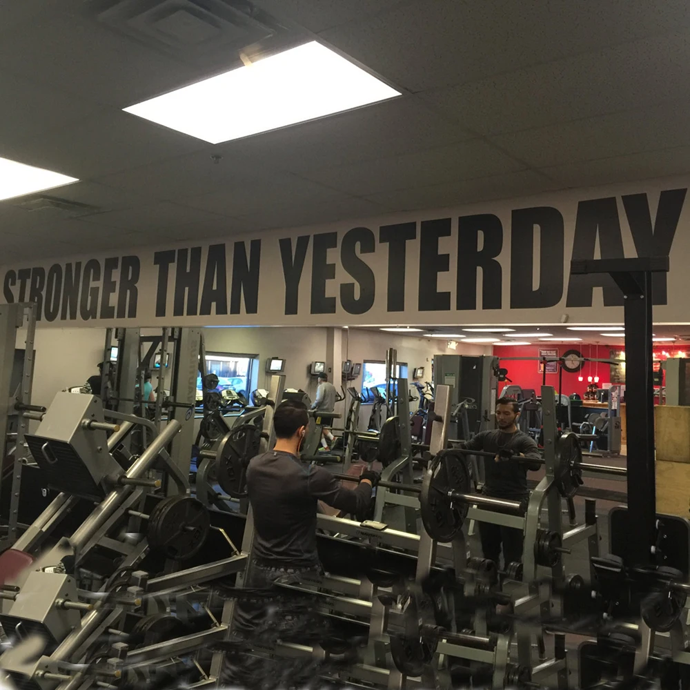 Large Bodybuilding Fitness Quote Wall Decal Gym Workout Stronger Than Yesterday Quote   Wall Sticker Exercise Vinyl Sport Art (1)