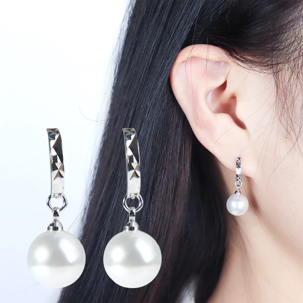 

1Pair New ladies fashion simple simulation pearl earrings quality bride earrings Simple Pattern Designed Style jewelry wholesale