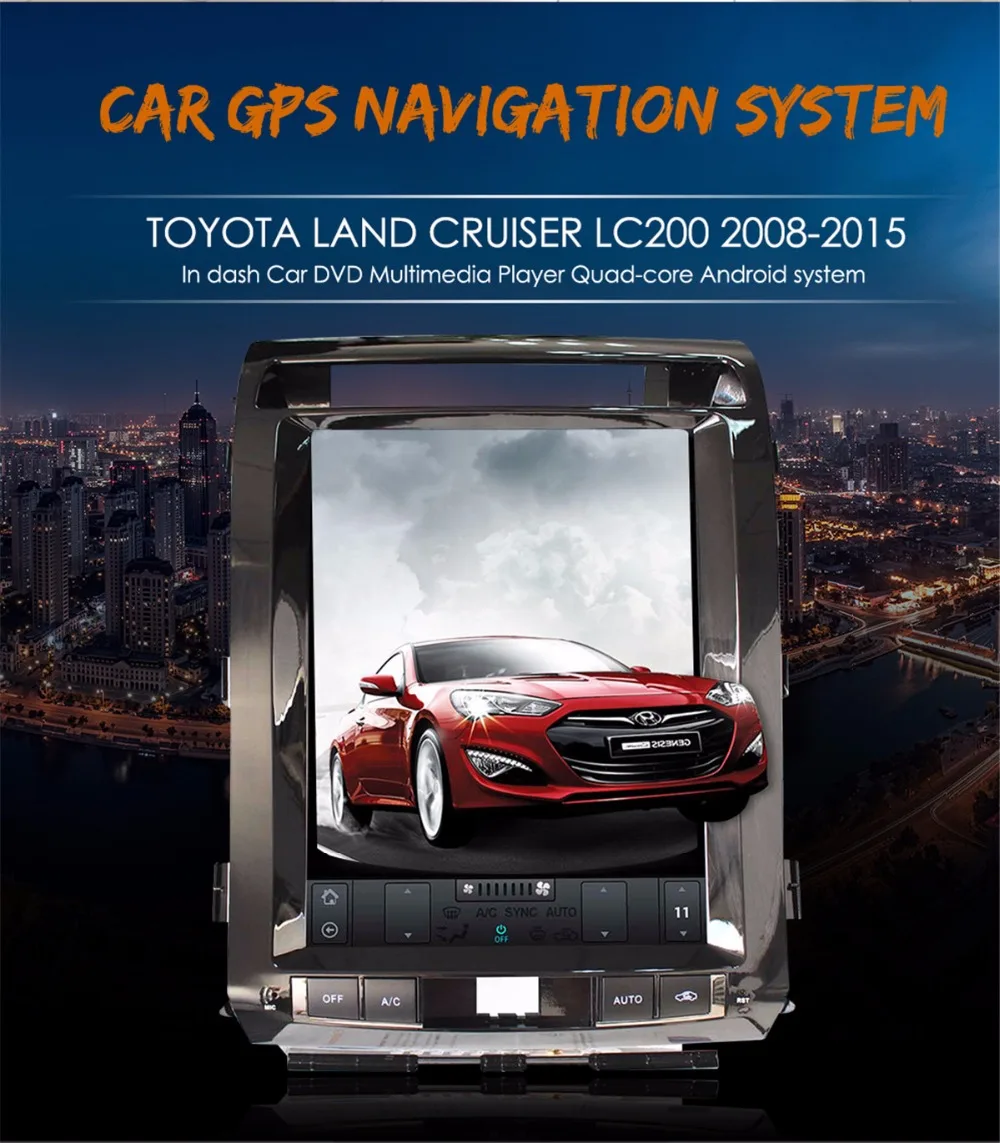 

Android Supper Tesla style 12.1 inch Car no DVD Player GPS Navigation for TOYOTA LAND CRUISER LC200 2008-2015 stereo multimedia