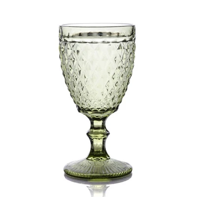 Винтажный бокал для вина, прозрачный бокал с тиснением, ретро цвет, стекло es, утолщенные бокалы, свадебные подарки, посуда для напитков, стеклянные чашки - Цвет: Style C -Green