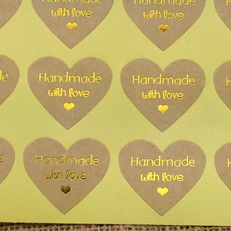 

100pcs/lot Candy paper tags/Thank You love self-adhesive stickers kraft label sticker For DIY Hand Made Gift Cake