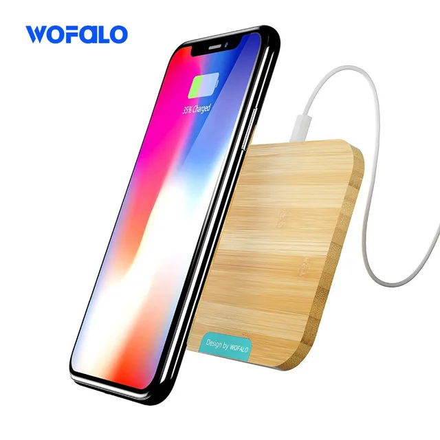 Phone X Wireless Charger, Wofalo Bamboo Qi Wireless